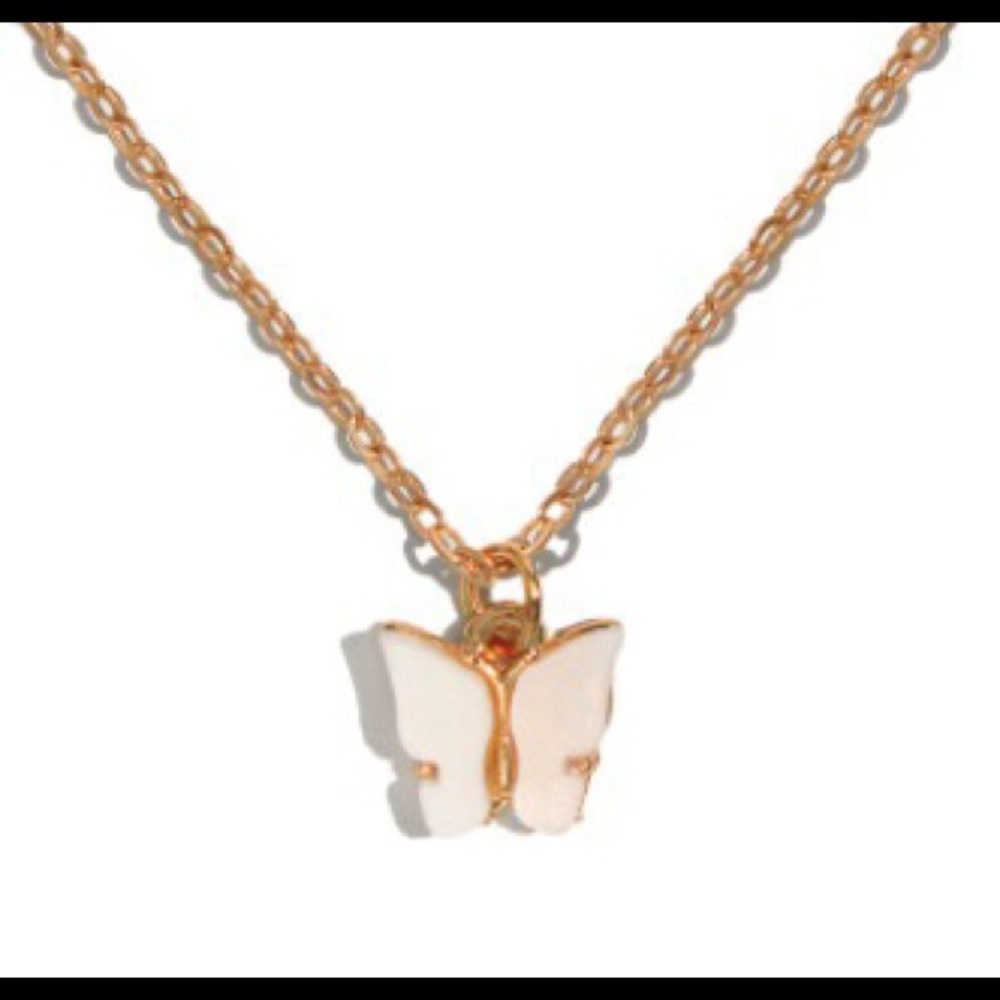 White Butterfly Necklace